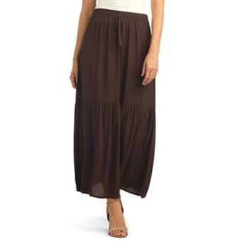 Women's AB Studio Pull-On Tiered Maxi Skirt with Tie