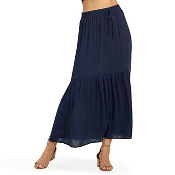 Women's AB Studio Pull-On Tiered Maxi Skirt with Tie