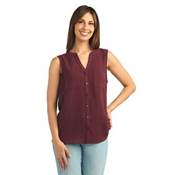 Women's AB Studio Sleeveless Button Front Shirt