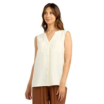 Women's AB Studio Sleeveless Button Front Shirt