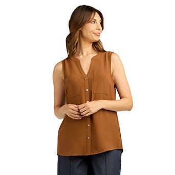 Women's AB Studio Sleeveless Button Front Shirt