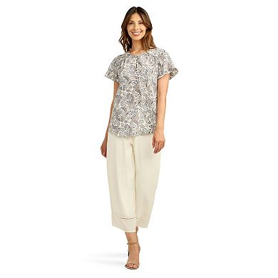 Women's AB Studio Flutter Sleeve Button Front Top