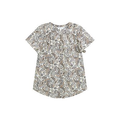 Women's AB Studio Flutter Sleeve Button Front Top