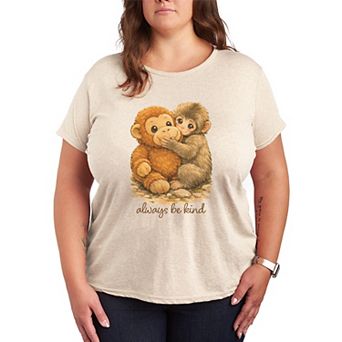 Women's Plus Always Be Kind Punch The Monkey Graphic Tee
