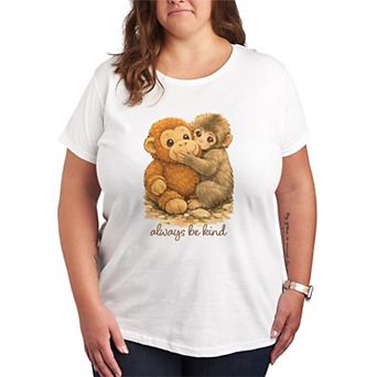 Women's Plus Always Be Kind Punch The Monkey Graphic Tee