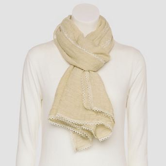 Busbee Style Lace Edge Large Oblong Solid Scarf