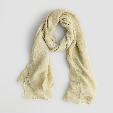Busbee Style Lace Edge Large Oblong Solid Scarf