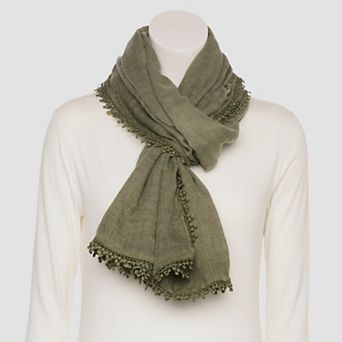 Busbee Style Oblong Pom Trim Scarf