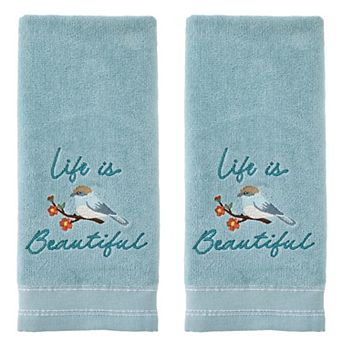 SKL Home Embroidered Beautiful Bird Hand Towel 2-Pack Set