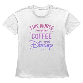 Women's This Nurse Runs On Coffee & Disney Short Sleeve Basic Fit Tee