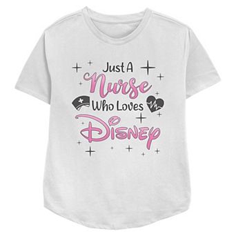Women's Just A Nurse Who Loves Disney Flowy Graphic Tee