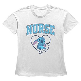 Women's Disney Stitch Nurse Short Sleeve Basic Fit Tee
