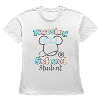 Women's Disney’s Mickey Mouse Nursing School Student Short Sleeve Basic Fit Tee