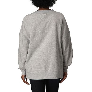 Women's Disney Mickey Just Here For The Snacks Oversized Fleece Crew Sweatshirt