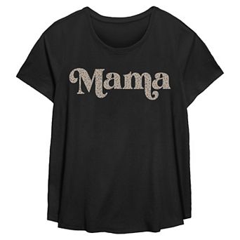 Women's Plus Missy Plus Mama Leopard Print Short Sleeve Scoop Hem Flow Tee