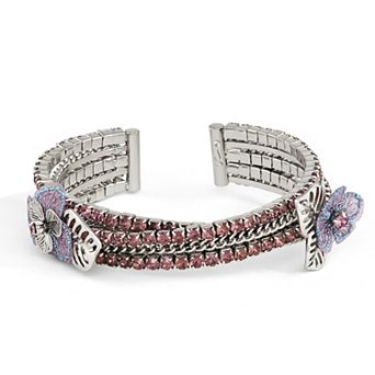 Simply Vera Vera Wang Silver Tone Gemstone Flower Twist Cuff Bracelet