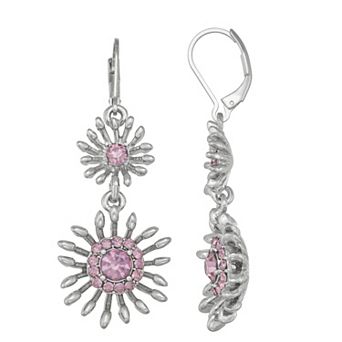 Simply Vera Vera Wang Silver Tone Lab-Created Gemstone Double Drop Earrings