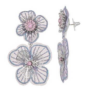 Simply Vera Vera Wang Silver Tone Floral Double Drop Earrings