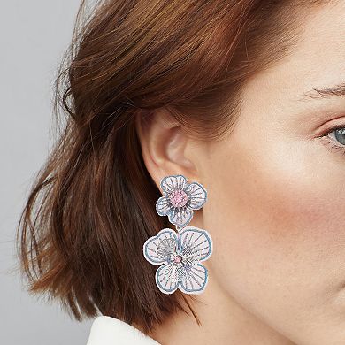 Simply Vera Vera Wang Silver Tone Floral Double Drop Earrings