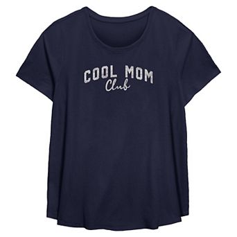 Women's Plus Missy Plus Cool Mom Club Short Sleeve Scoop Hem Flow Tee