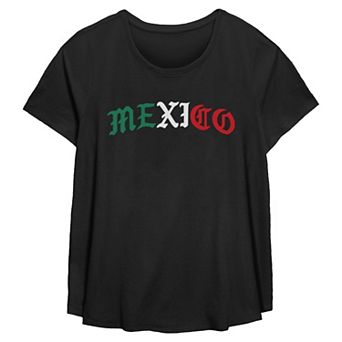 Women's Plus Missy Plus México Gothic Font Short Sleeve Flow Tee