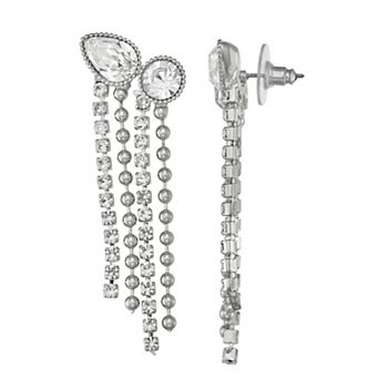 Simply Vera Vera Wang Silver Tone Linear Shower Drop Post Earrings