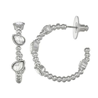 Simply Vera Vera Wang Silver Tone Post Simulated Stone Hoop Earrings
