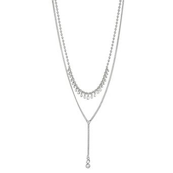 Simply Vera Vera Wang Silver Tone 2-Row Pendant Drop Necklace