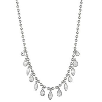 Simply Vera Vera Wang Silver Tone Gemstone Frontal Necklace