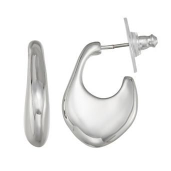 Simply Vera Vera Wang Silver Tone Post Puffy Hoop Earrings