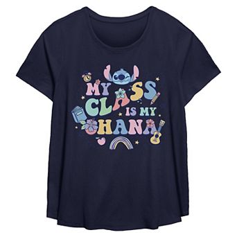 Women's Plus Stitch My Class Is Ohana Flowy Graphic Tee