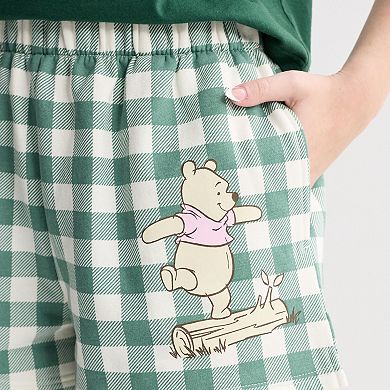 Juniors' Disney's Winnie the Pooh Gingham High Rise Shorts
