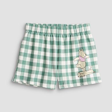 Juniors' Disney's Winnie the Pooh Gingham High Rise Shorts