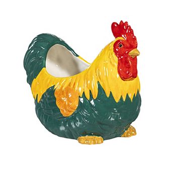 Evergreen Enterprises 8-Inch Ceramic Rooster Statue Planter