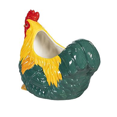 Evergreen Enterprises 8-Inch Ceramic Rooster Statue Planter