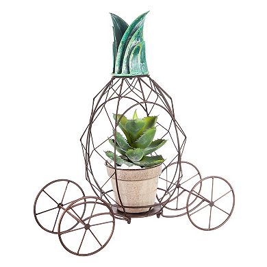 Evergreen Enterprises Metal Pineapple Planter with Wheels