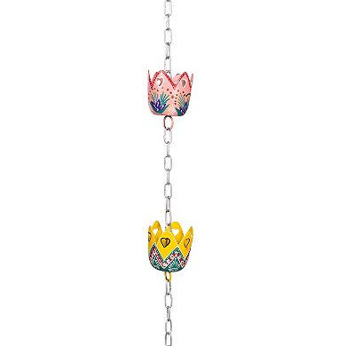 Evergreen Enterprises Hand Painted Basket Rain Chain 96-Inch Outdoor Decor
