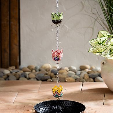 Evergreen Enterprises Hand Painted Basket Rain Chain 96-Inch Outdoor Decor