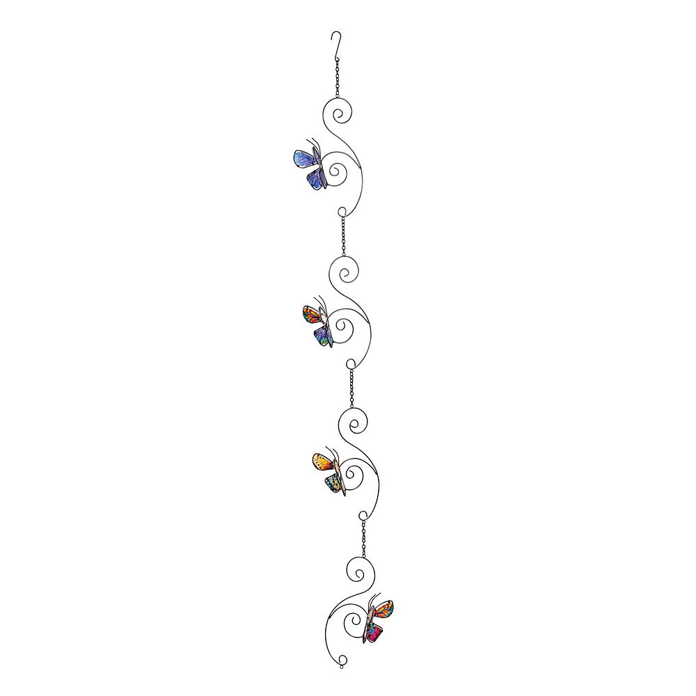 Evergreen Enterprises 62-Inch Metal & Glass Butterfly Rain Chain Outdoor Decor