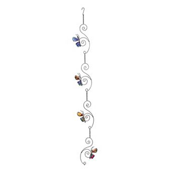 Evergreen Enterprises 62-Inch Metal & Glass Butterfly Rain Chain Outdoor Decor