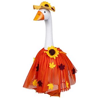 Evergreen Giddy the Porch Goose Fall Leaf Dress Outdoor Decor