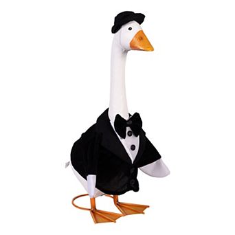 Evergreen Enterprises Giddy the Porch Goose Statue Groom Outfit Outdoor Decor