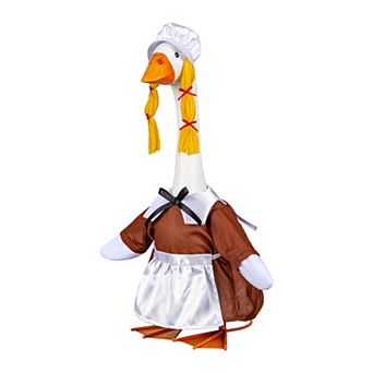 Evergreen Enterprises Giddy the Porch Goose Harvest Pilgrim Dress Outdoor Decor