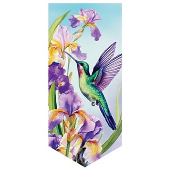 Evergreen Enterprises Iris & Hummingbird Suede Garden Flag