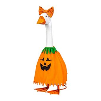 Evergreen Giddy the Porch Goose Pumpkin Poncho Outfit Outdoor Decor
