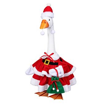 Evergreen Giddy the Porch Goose Mrs. Claus Outfit Outdoor Decor