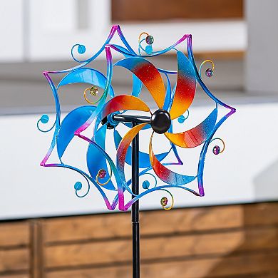 Evergreen Enterprises 48-Inch Metal Whirling Mirage Wind Spinner Outdoor Decor