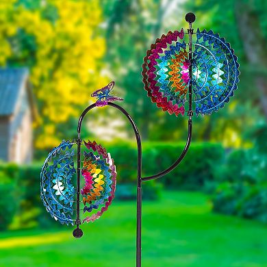 Evergreen 73-Inch Rainbow Whirl Wind Spinner Outdoor Decor