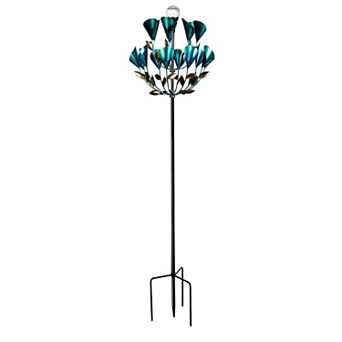 Evergreen Enterprises Calla Lily Solar Metal Wind Spinner 74-Inch Outdoor Decor