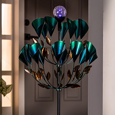 Evergreen Enterprises Calla Lily Solar Metal Wind Spinner 74-Inch Outdoor Decor